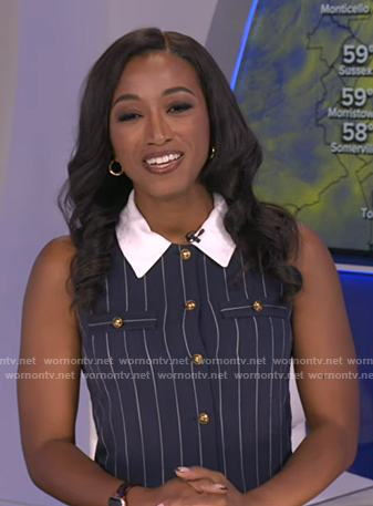 Brittany’s navy pinstripe dress on Good Morning America