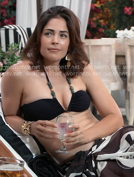 Britt’s black beaded bikini top on General Hospital
