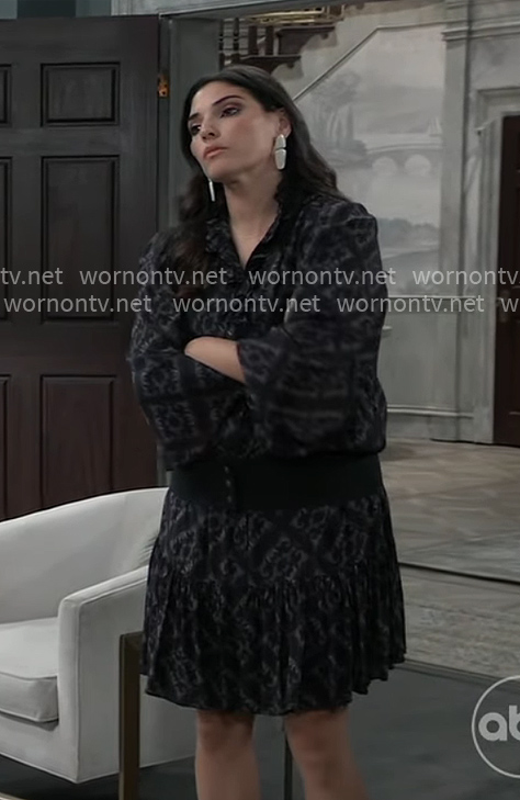 Brook Lynn’s black printed dress on General Hospital