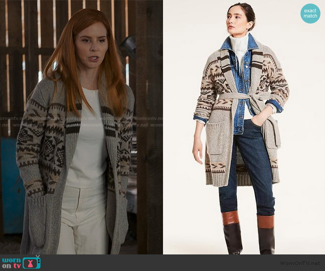 Brooks Brothers Alpaca Merino Cardigan worn by Katherine Walter (Sarah Rafferty) on My Life with the Walter Boys