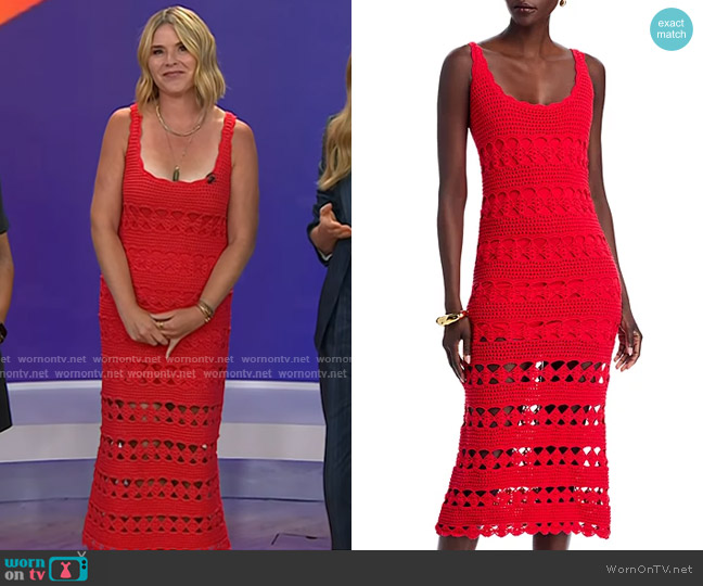 Cara Cara Joan Dress in Red Crochet worn by Jenna Bush Hager on Today