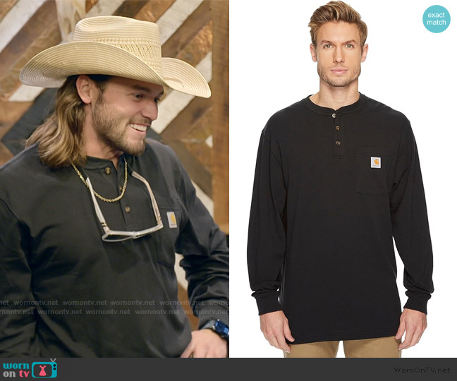 Carhartt Workwear Pocket Long Sleeve Henley worn by Jesse McBee on The McBee Dynasty Real American Cowboys