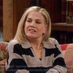 Carol’s striped collared sweater on Leanne