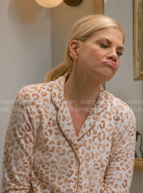 Carol’s leopard print pajamas on Leanne