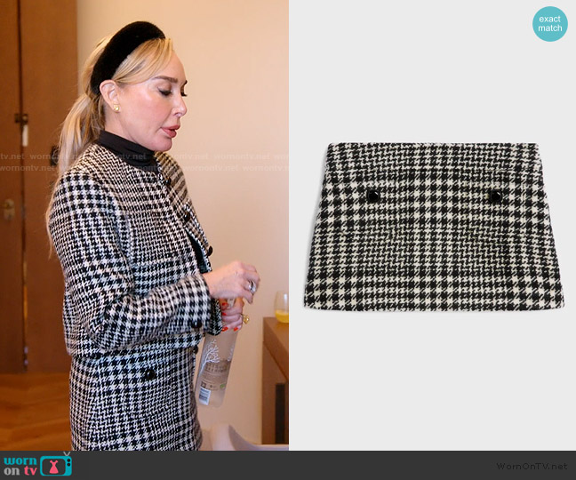 Celine Trapeze mini skirt in wool tweed worn by Marysol Patton (Marysol Patton) on The Real Housewives of Miami