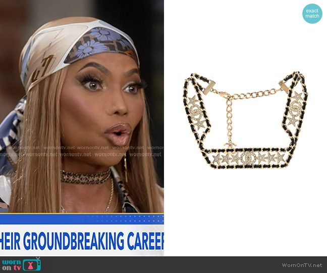 Chanel Lambskin Strass Crystal CC Star Choker Necklace worn by Sandra Denton on Good Morning America