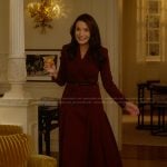Charlotte’s burgundy double breasted dress on And Just Like That