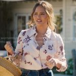 Chrissy Teigen’s floral button down shirt on With Love Meghan
