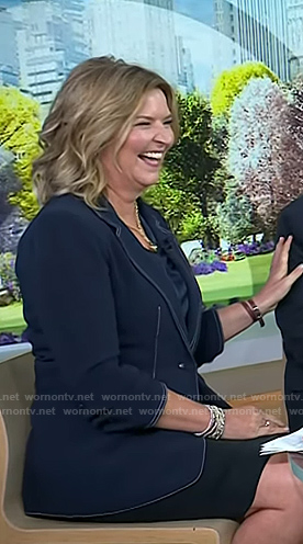 Christine’s navy blazer with white stitching on Today