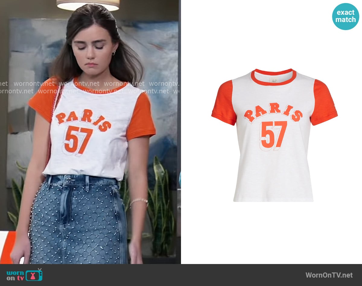 Cinq a Sept Paris Shrunken Ringer T-Shirt worn by Emma Scorpio-Drake (Braedyn Bruner) on General Hospital