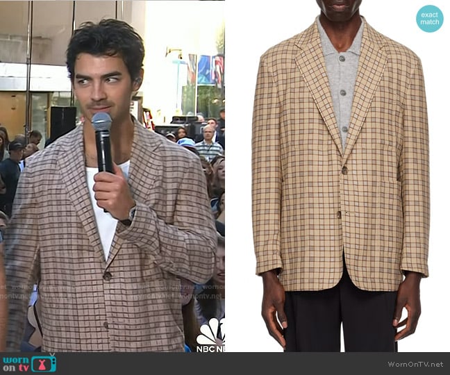 Cmmn Swdn Troy Blazer in Brown worn by Joe Jonas on Today