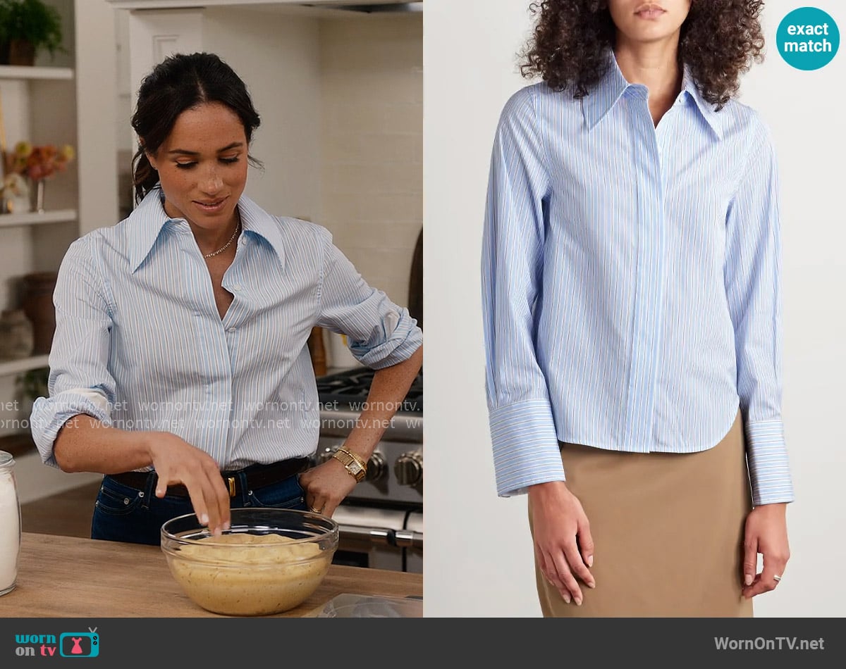 Co Striped cotton-poplin shirt worn by Meghan Markle on With Love Meghan