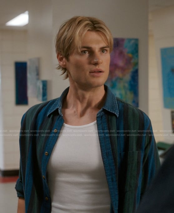Cole’s blue and green striped shirt on My Life with the Walter Boys