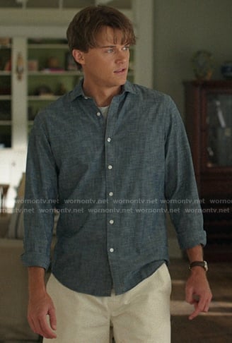 Conrad’s blue button down shirt on The Summer I Turned Pretty