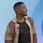 Kel Mitchell’s brown and beige crochet shirt on Today