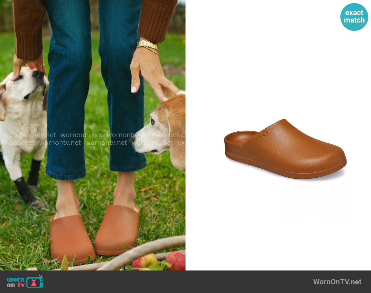Crocs Dylan Clogs in Cognac worn by Meghan Markle on With Love Meghan