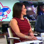 Dana Jacobson’s burgundy and red wavy stripe dress on CBS Mornings