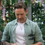 Daniel’s green shirt with graphic prints on The Young and the Restless
