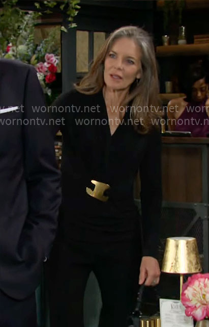 Diane’s black top with gold detail on The Young and the Restless