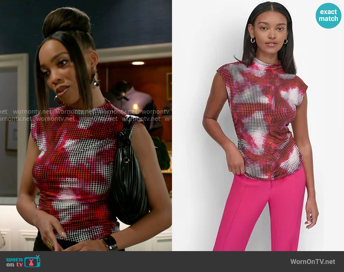 DKNY Gathered Funnel Neck Top worn by Allison (Brianna Roberts) on Beyond the Gates