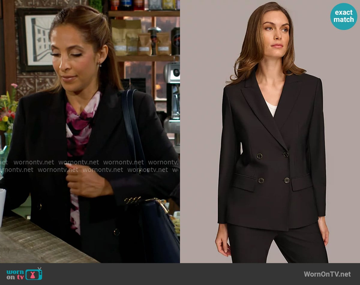 Donna Karan Double Breasted Blazer in Black worn by Lily Winters (Christel Khalil) on The Young and the Restless