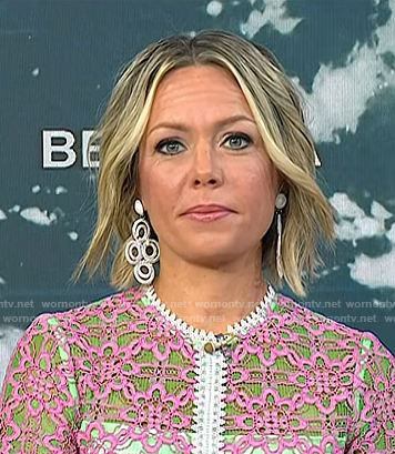 Dylan’s white statement drop earrings on Today
