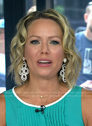 Dylan’s white statement drop earrings on Today