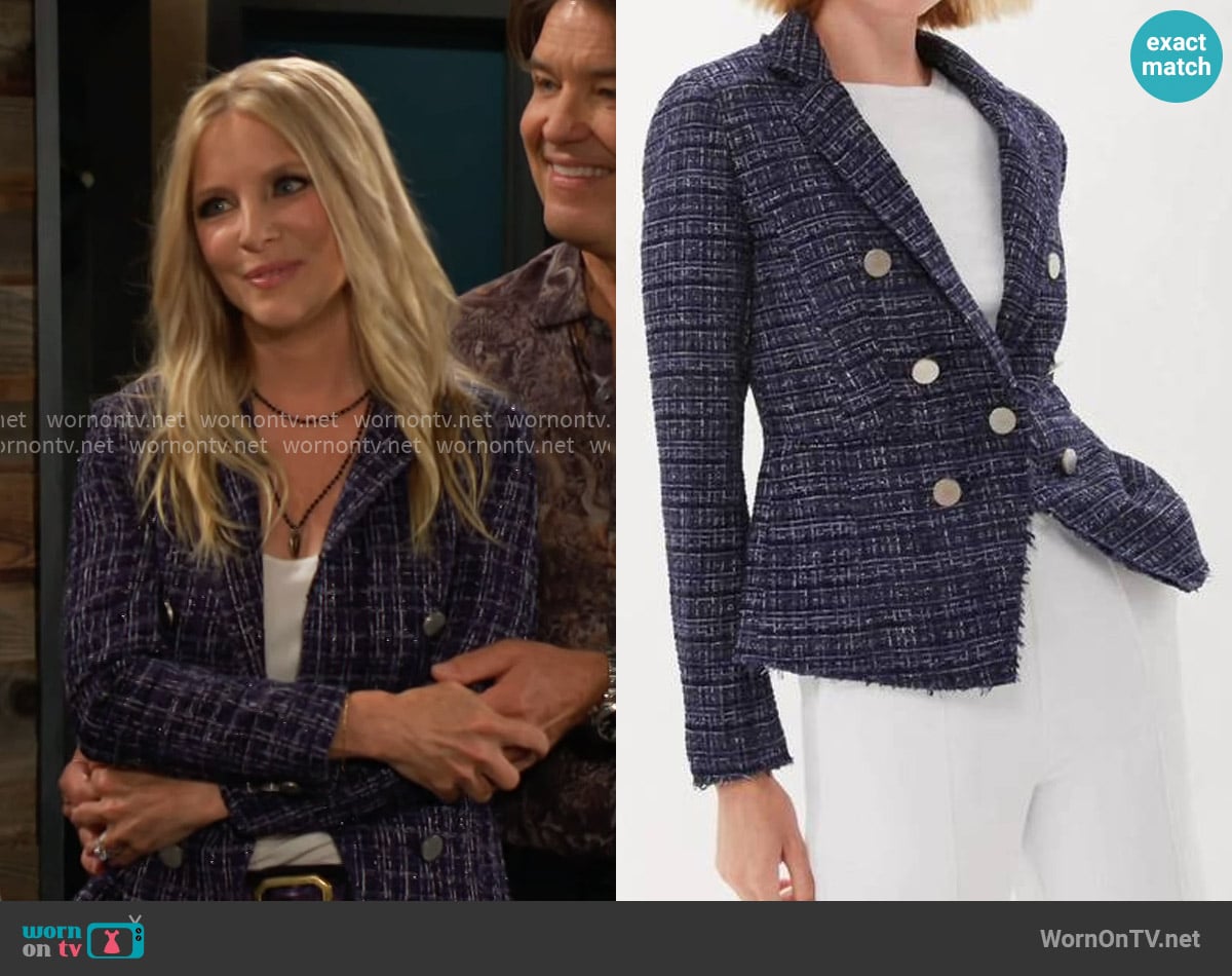 Ecru Double Breasted Blazer worn by Christine Blair Williams (Lauralee Bell) on The Young and the Restless