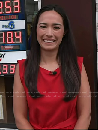 Emilie’s red tie waist top on Today