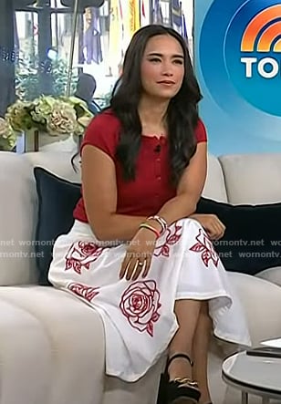 Emilie’s white rose embroidered skirt on Today