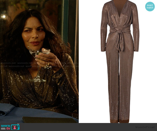 Emilio Pucci Plunging Neckline Jumpsuit worn by Seema Patel (Sarita Choudhury) on And Just Like That