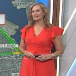 Emily West’s orange flutter sleeve wrap dress on Today