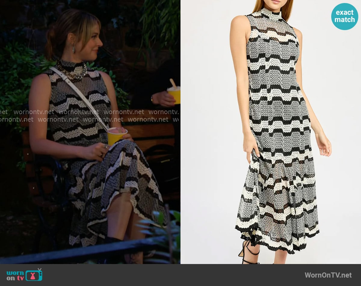 En Saison Genesis Open Stitch Midi Dress worn by Tessa Porter (Cait Fairbanks) on The Young and the Restless