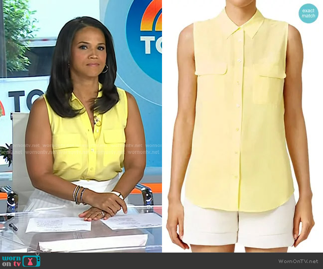 Equipment Slim Signature Shirt worn by Laura Jarrett on Today