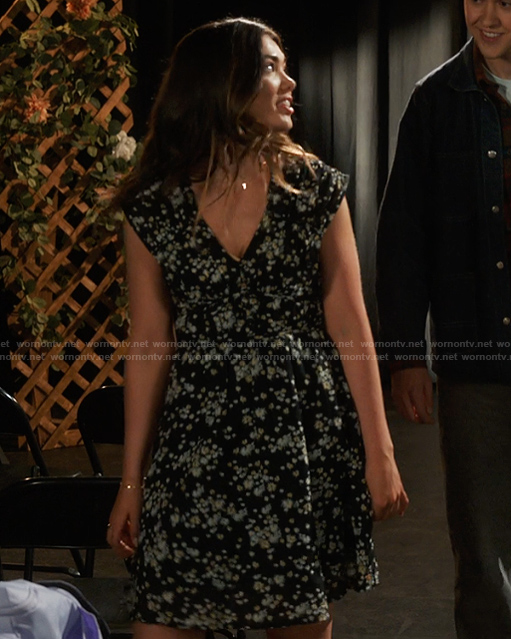 Erin’s floral print sleeveless dress on My Life with the Walter Boys