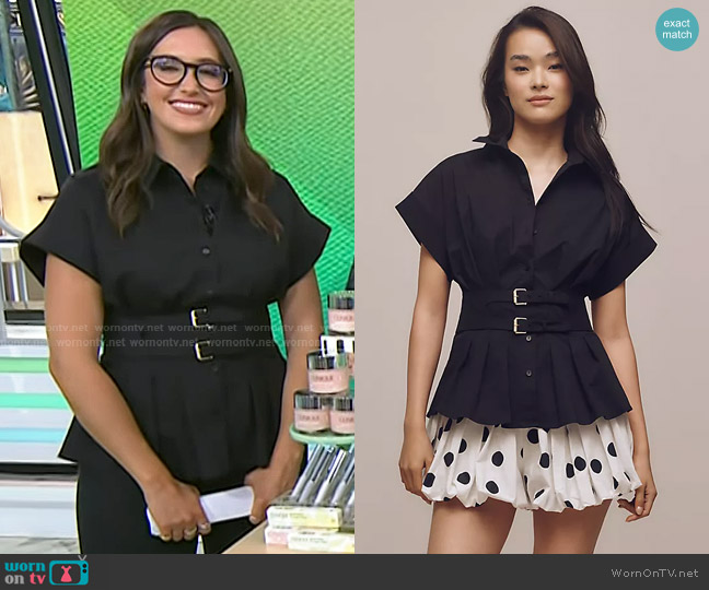 Exquise The Tobie Pleated Blouse  Double-Buckle Edition worn by Savannah Sellers on Today
