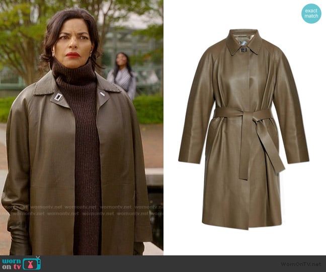 Fendi Leather Overcoat worn by Seema Patel (Sarita Choudhury) on And Just Like That