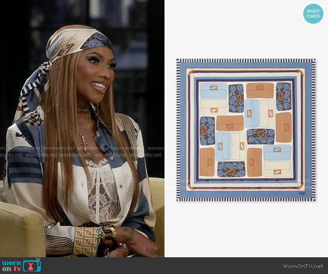 Fendi Silk Foulard in Light blue worn by Sandra Denton on Good Morning America