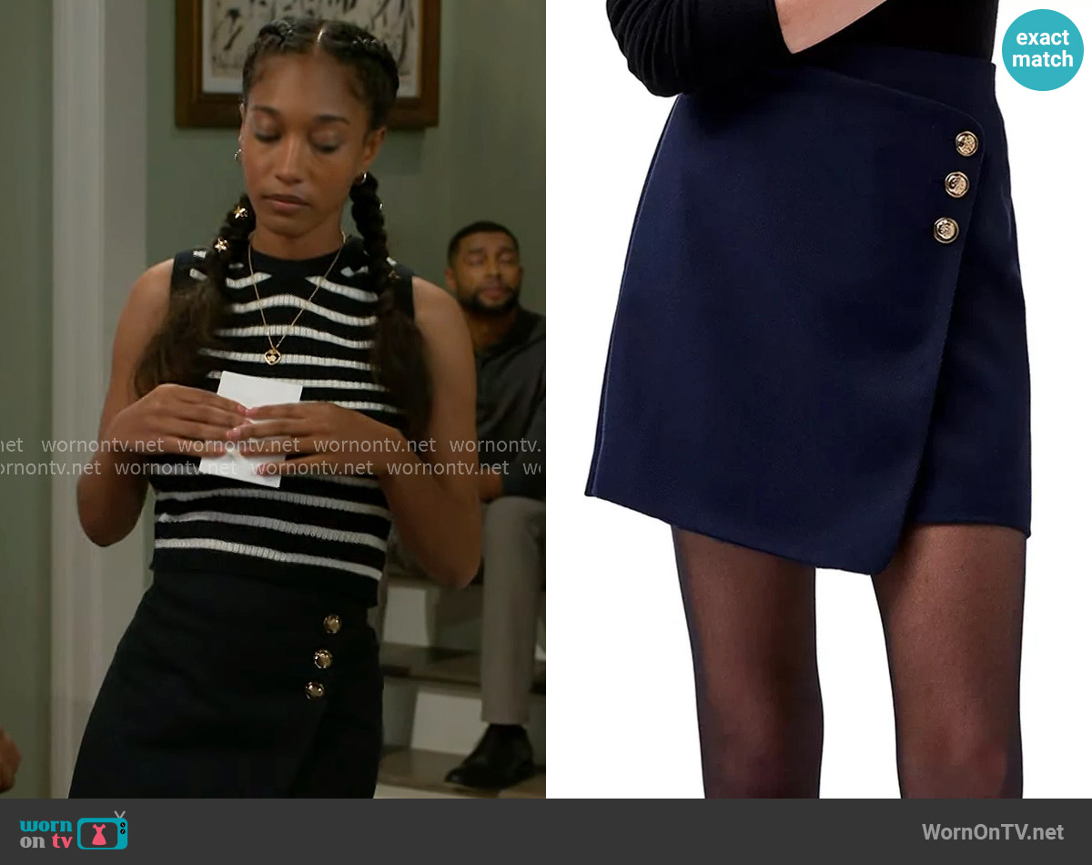 French Connection Florence Twill Skirt worn by Samantha Richardson (Najah Jackson) on Beyond the Gates