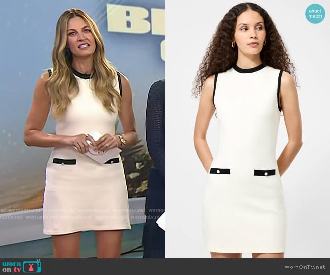 French Connection Knit Sheath Dress in Cream-Black worn by Erin Andrews on Today
