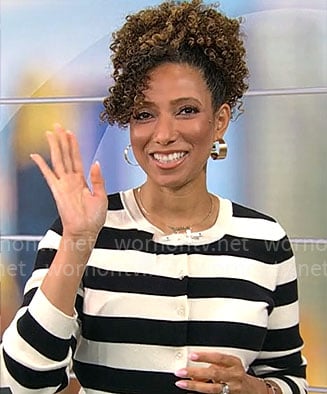 Gabrielle Kerr’s striped cardigan on CBS Mornings