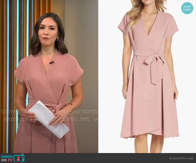 Gal Meets Glam Collection Audrey Wrap Dress worn by Ali Bauman on CBS Mornings