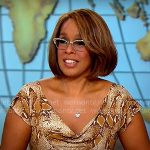 Gayle King’s brown snakeskin print dress on CBS Mornings