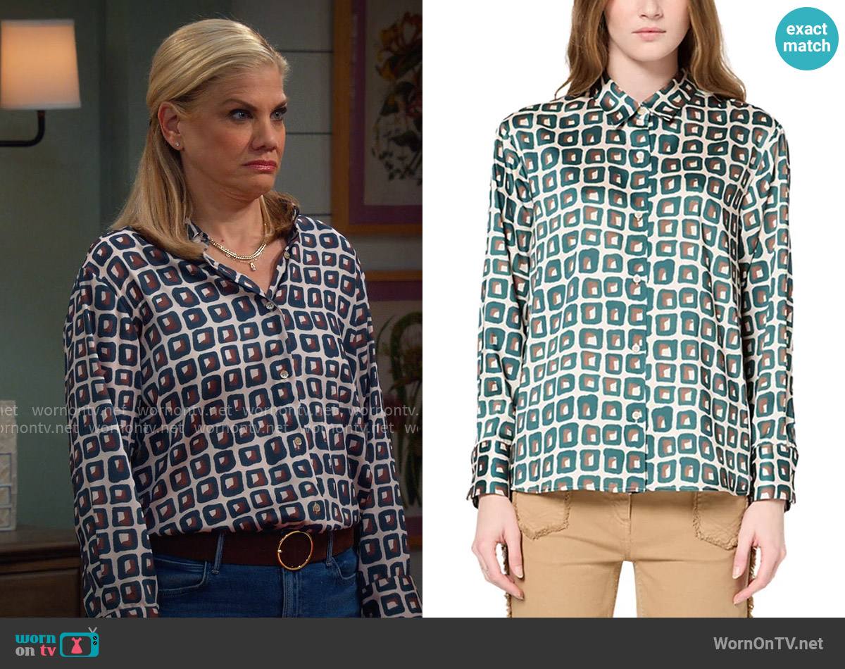 Gerard Darel Umaya Shirt worn by Carol (Kristen Johnston) on Leanne