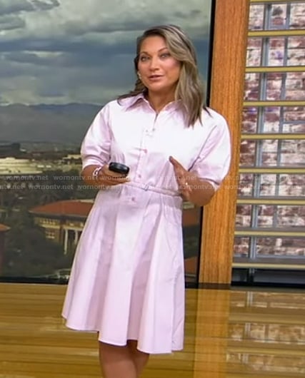 Ginger’s pink belted shirtdress on Good Morning America
