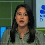 Valerie Castro’s green puff sleeve top on NBC News Daily