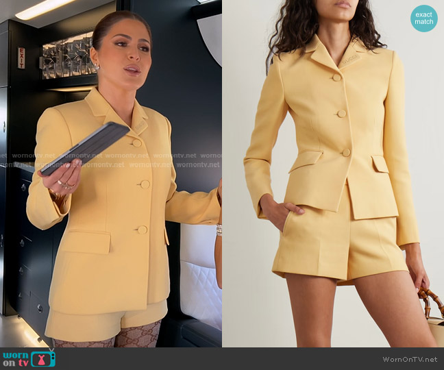 Gucci Embroidered grain de poudre Wool Blazer worn by Stephanie Shojaee (Stephanie Shojaee) on The Real Housewives of Miami