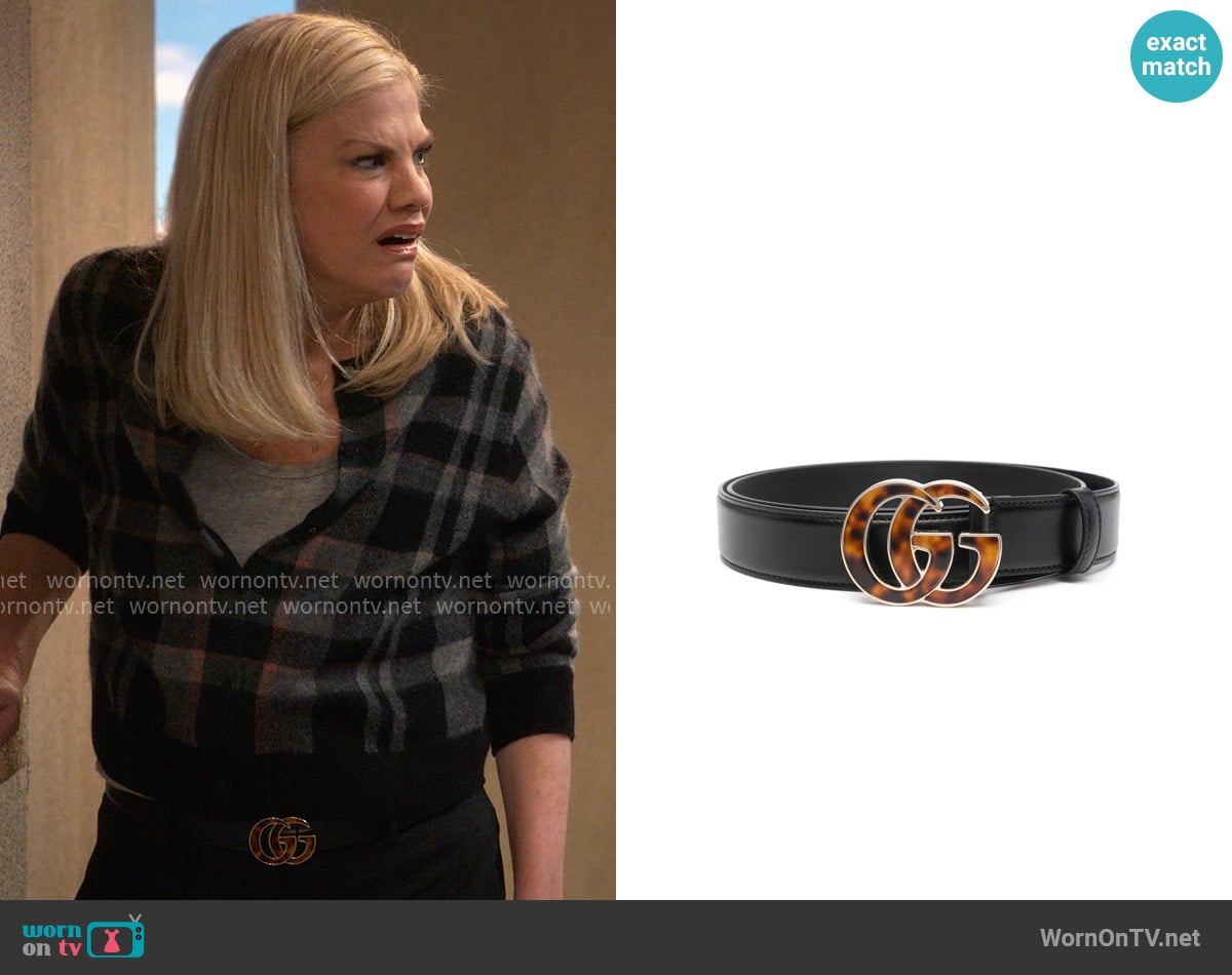 Gucci GG Marmont leather belt worn by Carol (Kristen Johnston) on Leanne