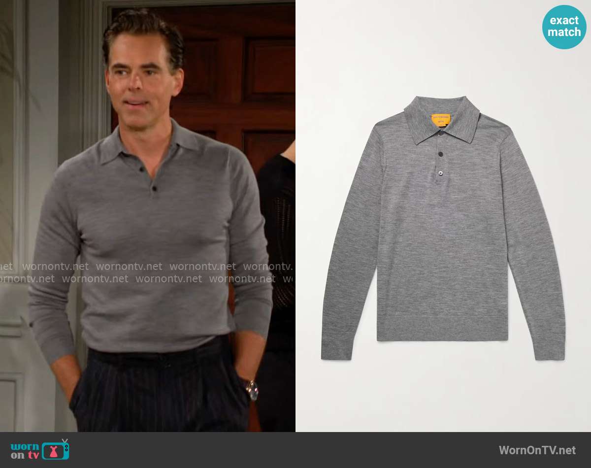 Guest in Residence Airy Cashmere Polo Shirt worn by Billy Abbott (Jason Thompson) on The Young and the Restless