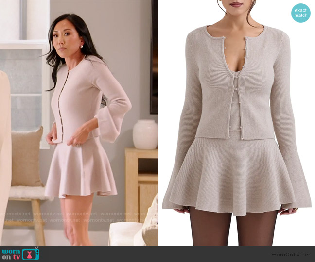 House of CB Aster Long Sleeve Cardigan worn by Katie Ginella on The Real Housewives of Orange County